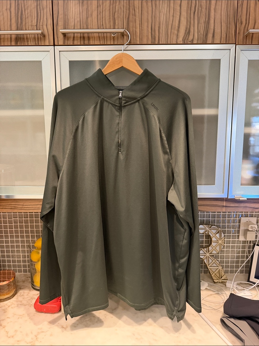 UNRL Interlock Quarter Zip, Pine, 3XL